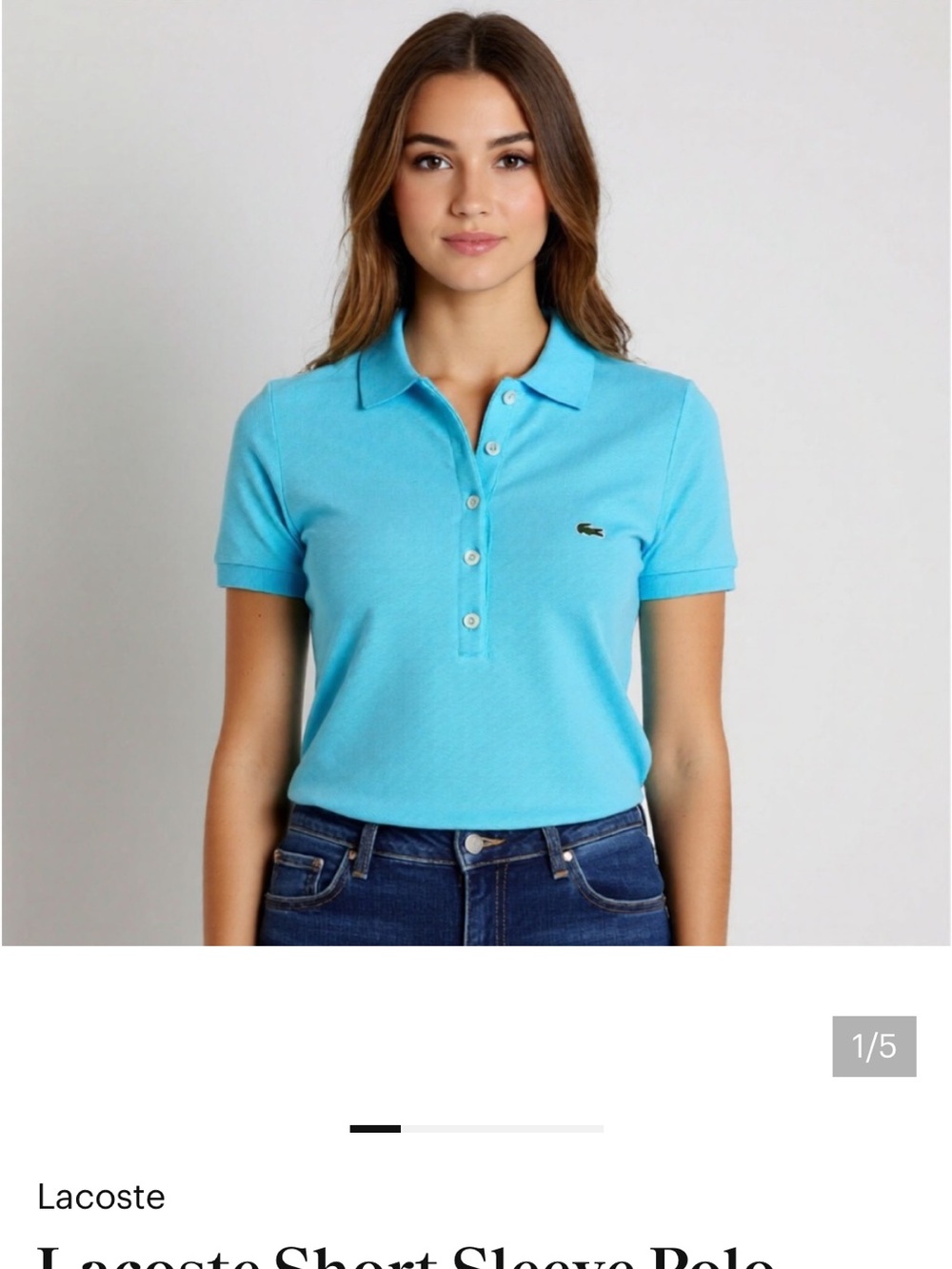 Lacoste Aqua Blue Classic Polo Shirt Women’s Size 38 Slim Fit